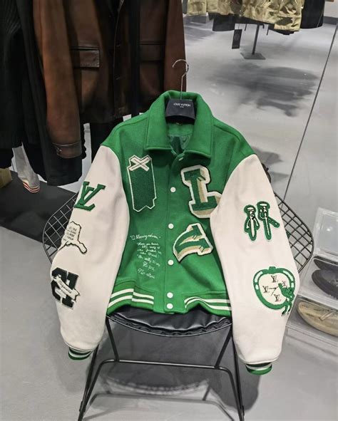 lv baseball jacket green|louis vuitton leather jacket.